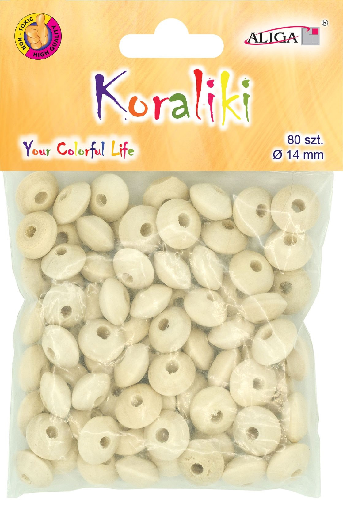 Koraliki drewniane płaskie 14mm 80szt. PJ-0782 Aliga